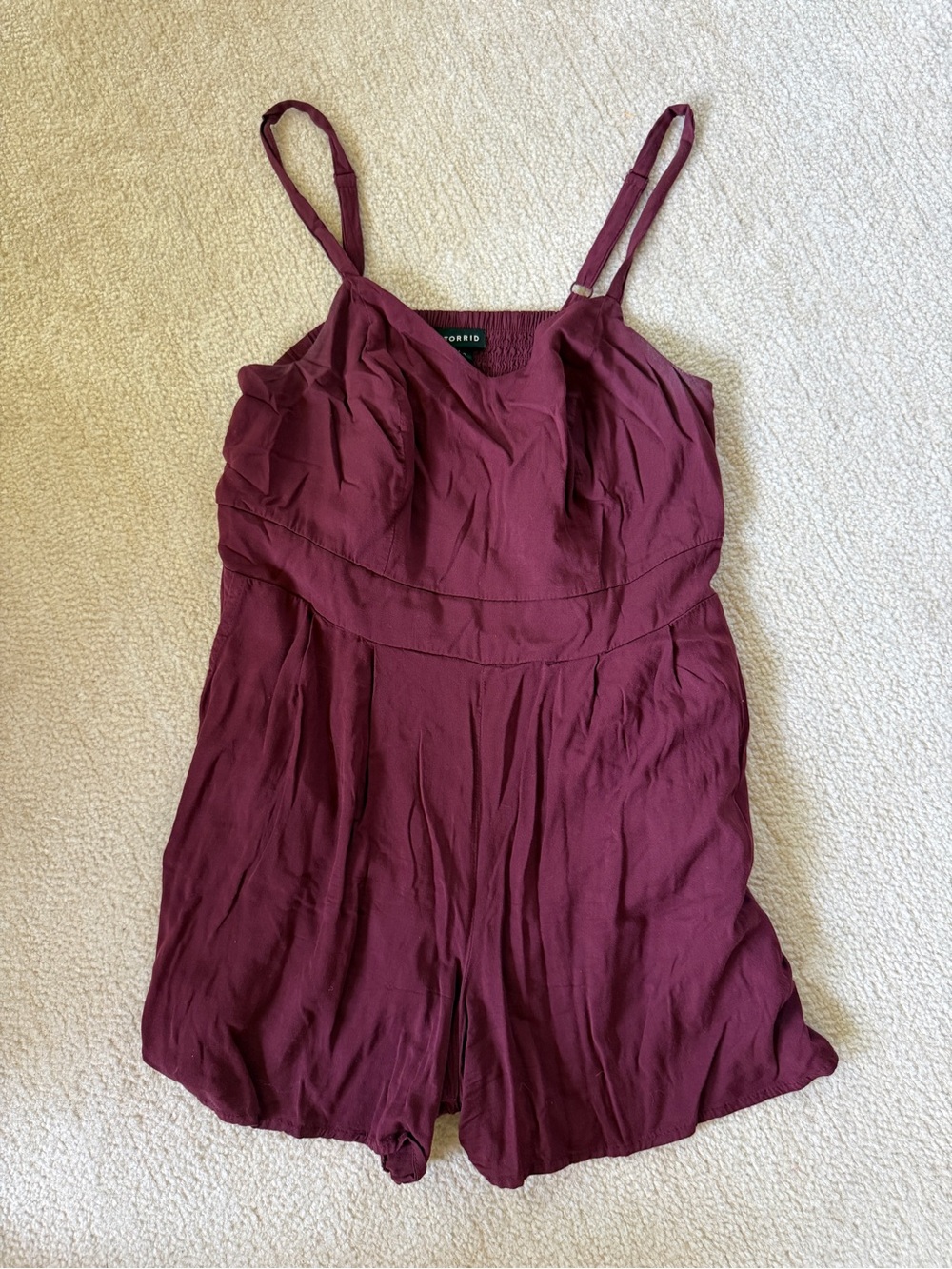 torrid Burgundy Sleeveless Romper with Adjustable Spaghetti Straps